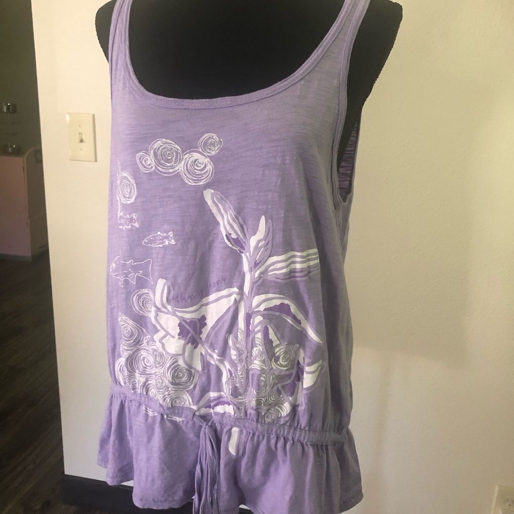 DKNY Purple Ruffled Tie Front Tank Top